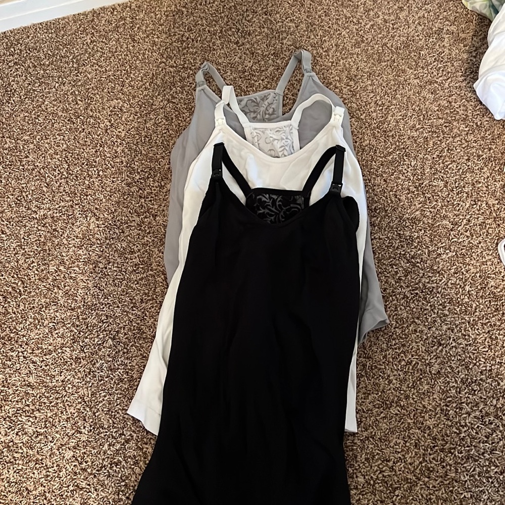 Lace racer back nursing tanks